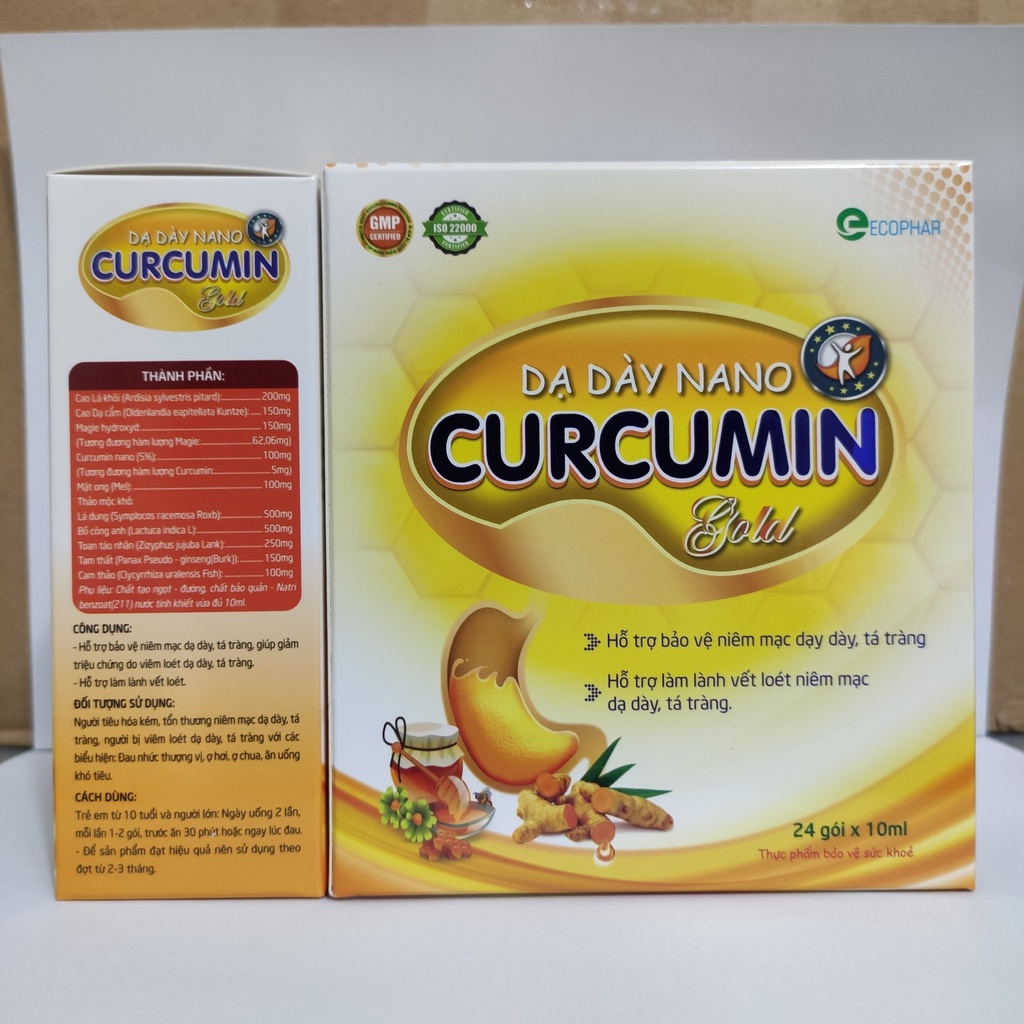 Dạ dày Nano Curcumin Gold - Giúp giảm các triệu chứng viêm loét dạ dày, tá tràng, thượng vị, giảm trào ngược