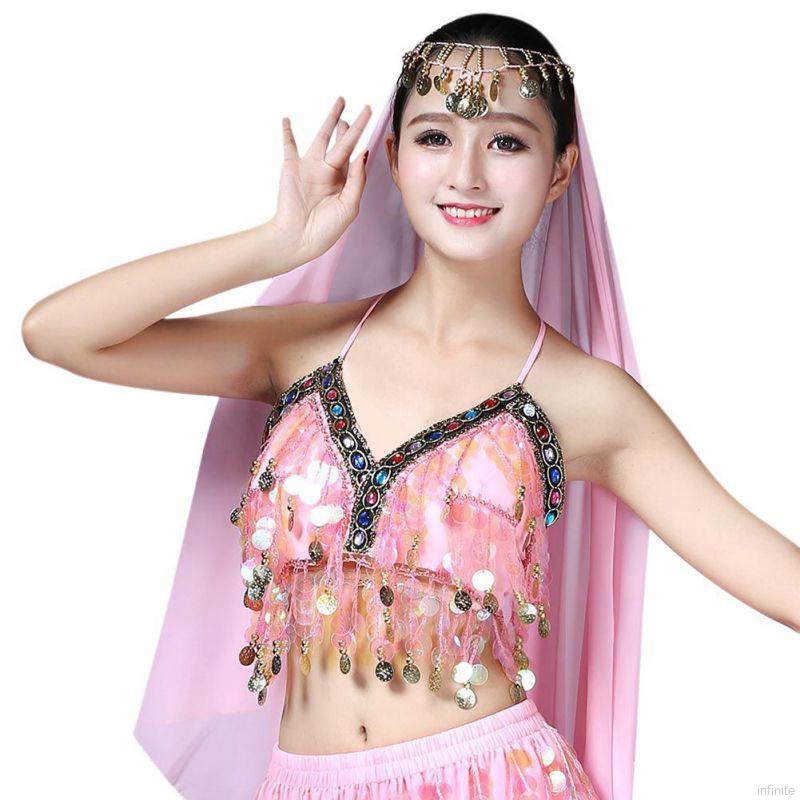 Áo bra dây đính kim sa lấp lánh tập múa bụng cho nữ | BigBuy360 - bigbuy360.vn