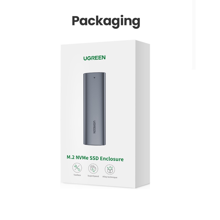 Vỏ ổ cứng UGREEN .2 NVMe SSD NVMe SATA sang USB 3.1 thế hệ 2 10 Gbps NVMe PCI-E M.2 SSD hỗ trợ UASP chất lượng
