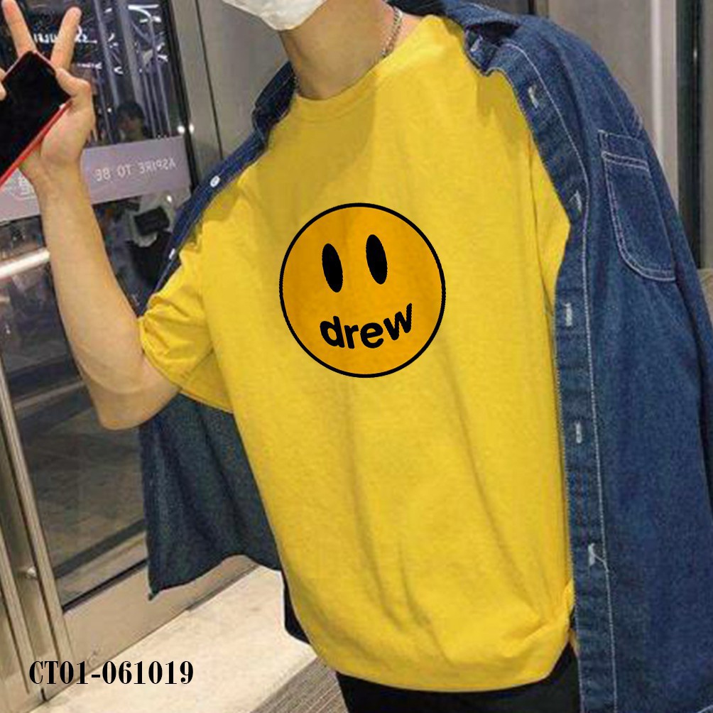 Áo Thun Unisex Mặt Cười Drew House Justin Bieber Smiley Face Big Size Tay Lỡ - CT01-061019