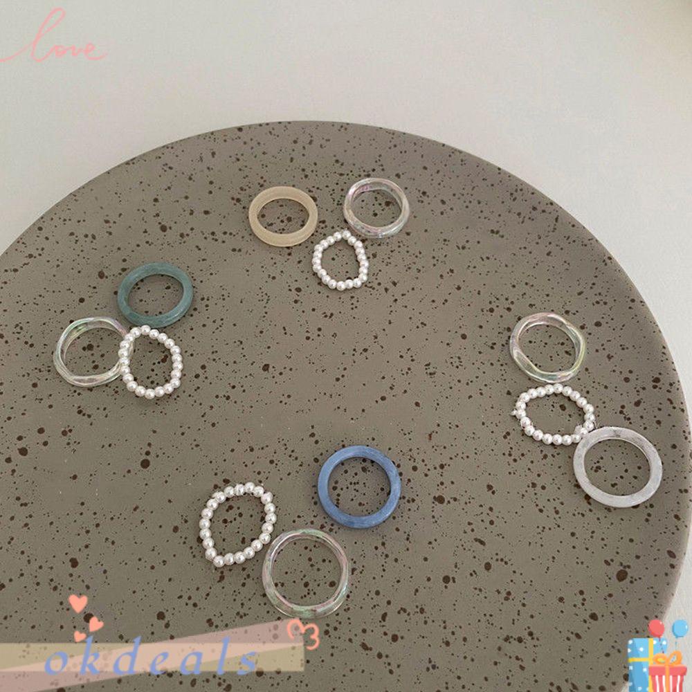 Bộ 3 Nhẫn Nhựa Resin Thời Trang Dự Tiệc Cưới Cho Nữ