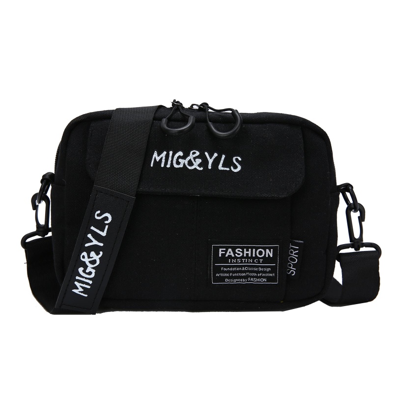 Túi Đeo Chéo Vải Canvas Chống Trộm Màu Đen / Vàng Phong Cách Hàn Quốc Cho Nữ