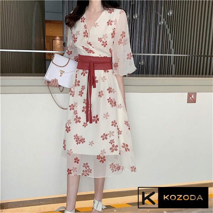 Đầm ulzzang Váy voan kiểu Nhật thiết kế dài công chúa có lớp lót vải  xòe xếp ly đẹp Kozoda M39