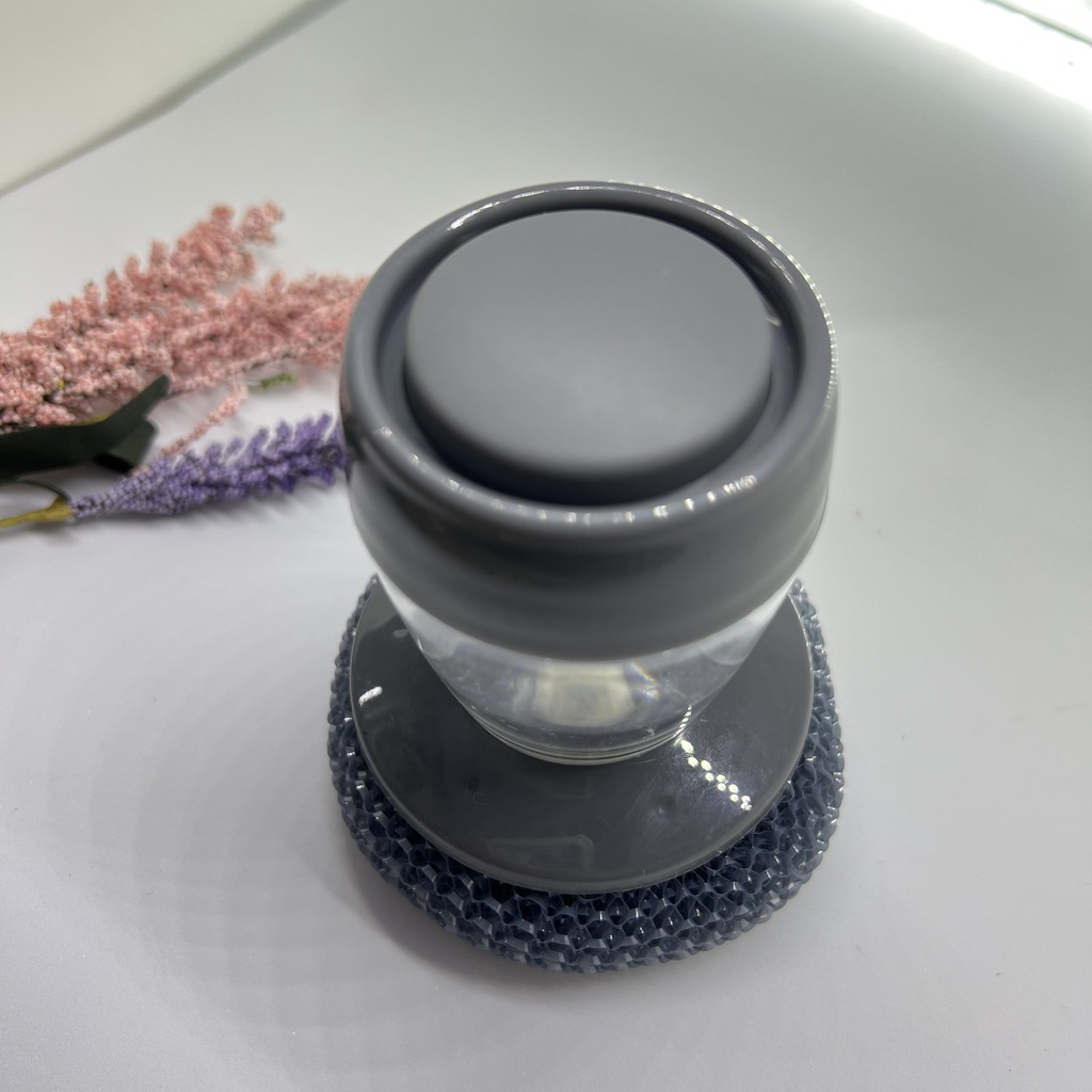 Bàn chải cọ xoong nồi, cọ bếp, cọ rửa bát đĩa có bình đựng xà phòng - dụng cụ chà xoong nồi có bình đựng nước rửa chén