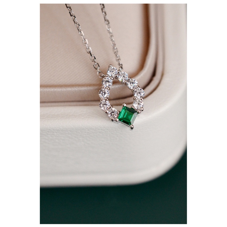 Dây Chuyền Đính Đá Gắn Ngọc Lục Bảo Sang Trọng Cho Nữ -DB2664- Bảo Ngọc Jewelry