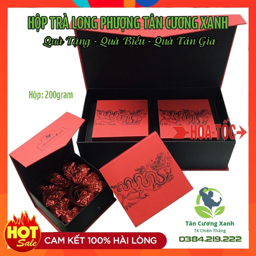 Hộp Trà Thái Nguyên Hoặc Ô Long Long Phượng 200gr ❤️CÓ HOÁ ĐƠN GTGT❤️ Quà Tặng Chè Long Phượng Tân Cương Xanh