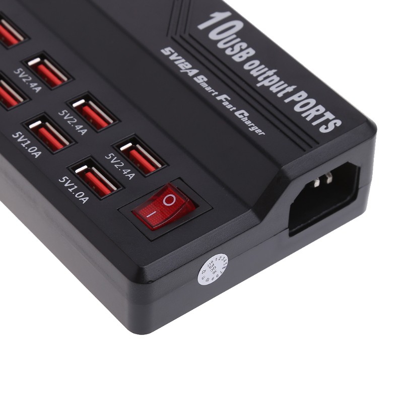 Ổ cắm sạc 10 cổng USB tiện lợi khi đi du lịch
