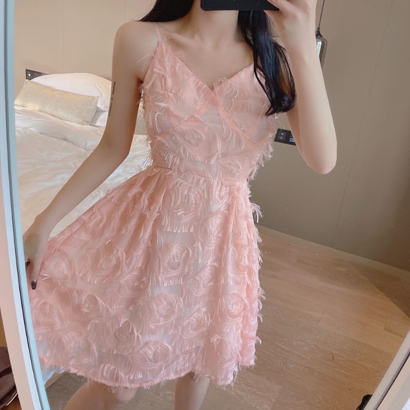 Đầm Hai Dây Cổ Chữ v Hở Lưng Thanh Lịch Hợp Thời Trang