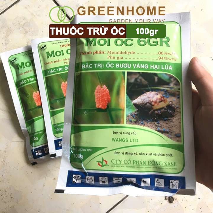 Thuốc trừ ốc Greenhome, moioc, bao 100gr, trừ sên, các loại thân mềm, bảo vệ cây trồng