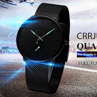 ❦ddsm ❦30 Meter Waterproofing Super Thin Men's Business Watch Black Leisure Wristwatch