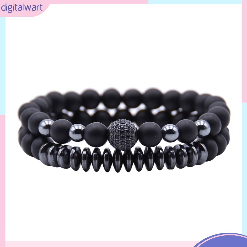 Bộ 2 Vòng Tay Chuỗi Hạt Đá Núi Lửa Tự Nhiên Thời Trang Unisex