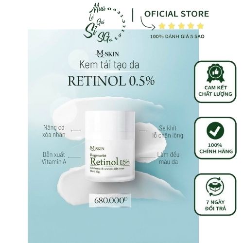 🔥CHÍNH HÃNG🔥Kem Tái Tạo Và Trẻ Hóa Làn Da RETINOL 0,5 % MQ SKIN Giúp Da Căng Bóng Mịn Màng Cho Người Mới Bắt Đầu - 30g