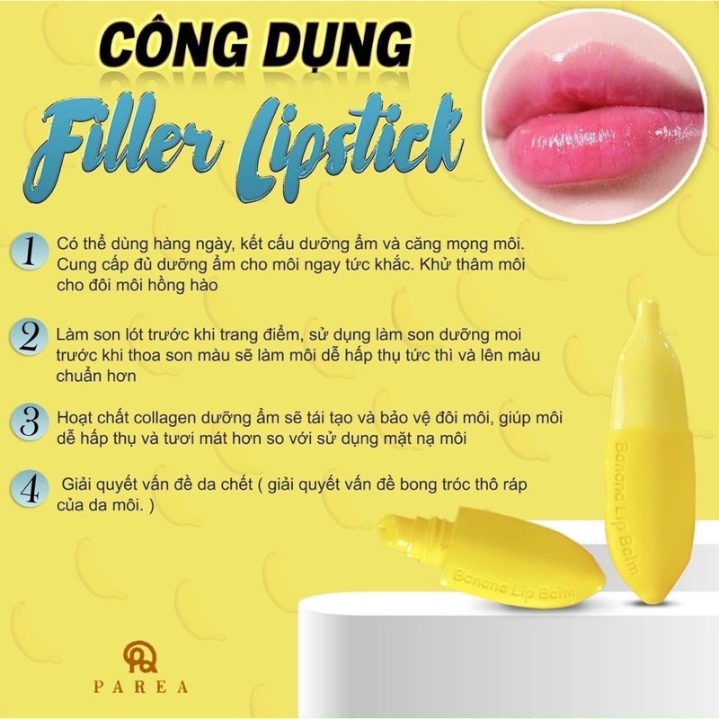 Son Khử Thâm Môi Chuối Filler Lipstick, Son Khử Thâm Môi Parea Chính Hãng Khử Thâm Môi Chuối