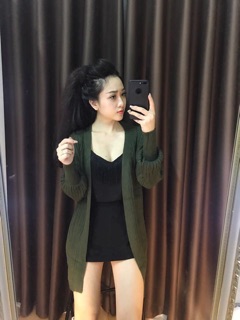 Áo len khoác dài tay bo