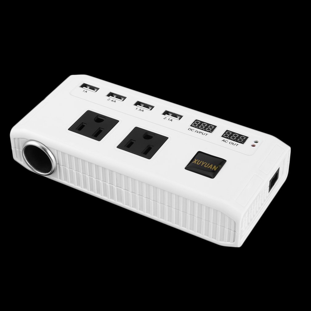 【Mới】500W Portable Car Power Inverter DC 12V to AC Converter 4 USB Port 2 AC Outlet