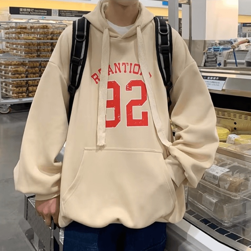 Áo hoodie Dáng Rộng In Chữ Phong Cách Hip Hop Đường Phố Hàn Quốc Chất Lượng Cao Cỡ Lớn M-5XL Cho Nam