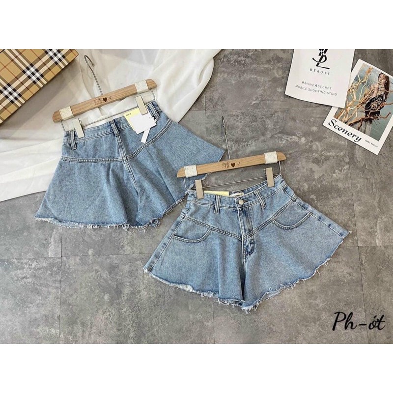 Quần short jean nữ giả váy WABISABI29 dáng xoè quần sooc bò thời trang nữ xinh xắn trẻ trung giá rẻ siêu phẩm mùa hè