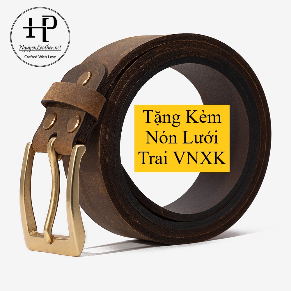 Dây Nịt Nam Da Sáp Lộn Bảng Lớn 4cm Cá Tính Khóa Đồng Đúc Nguyên Khối Nguyen Leather + Đục Lỗ Cài