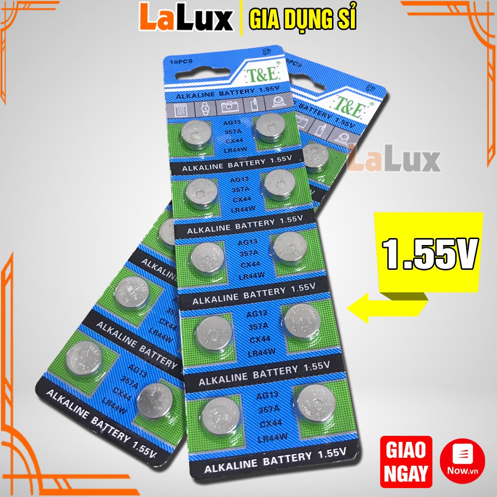 (Vĩ 10 Viên) Pin Nút AG13 - LR44W 1.55V, Pin Chuyên Dụng, Hàng Chất Lượng Cao, LALUX. (shop có bán các loại pin tiểu)