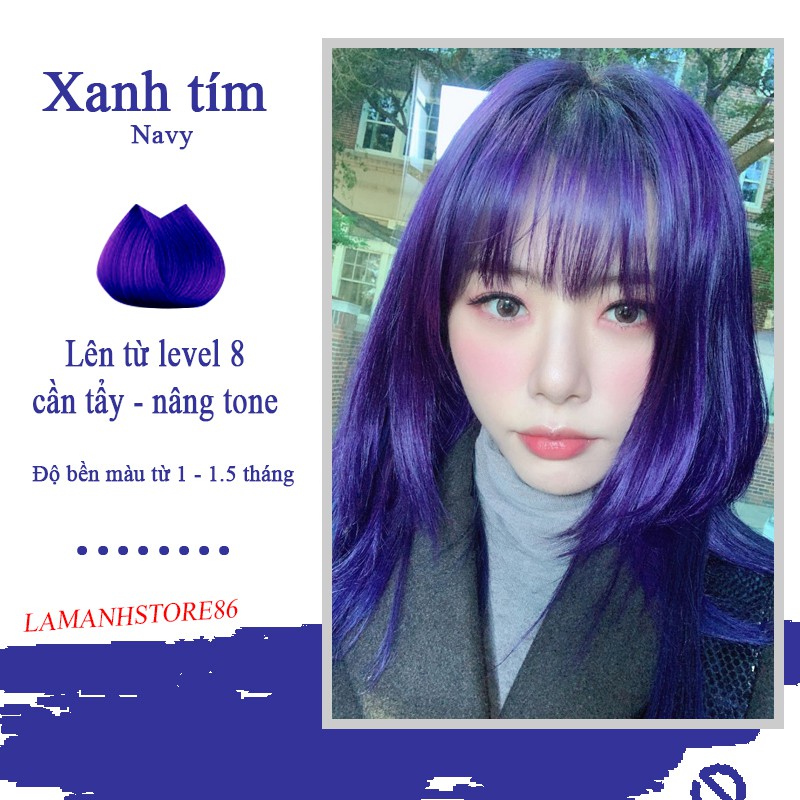 Thuốc nhuộm tóc XANH TÍM THAN màu nhuộm tóc xanh tím than lên chuẩn tone kem nhuộm an toàn không sót mùi thơm