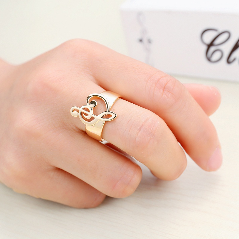 Nhẫn hở mạ vàng 18K/925 hình nốt nhạc thời trang cho nữ