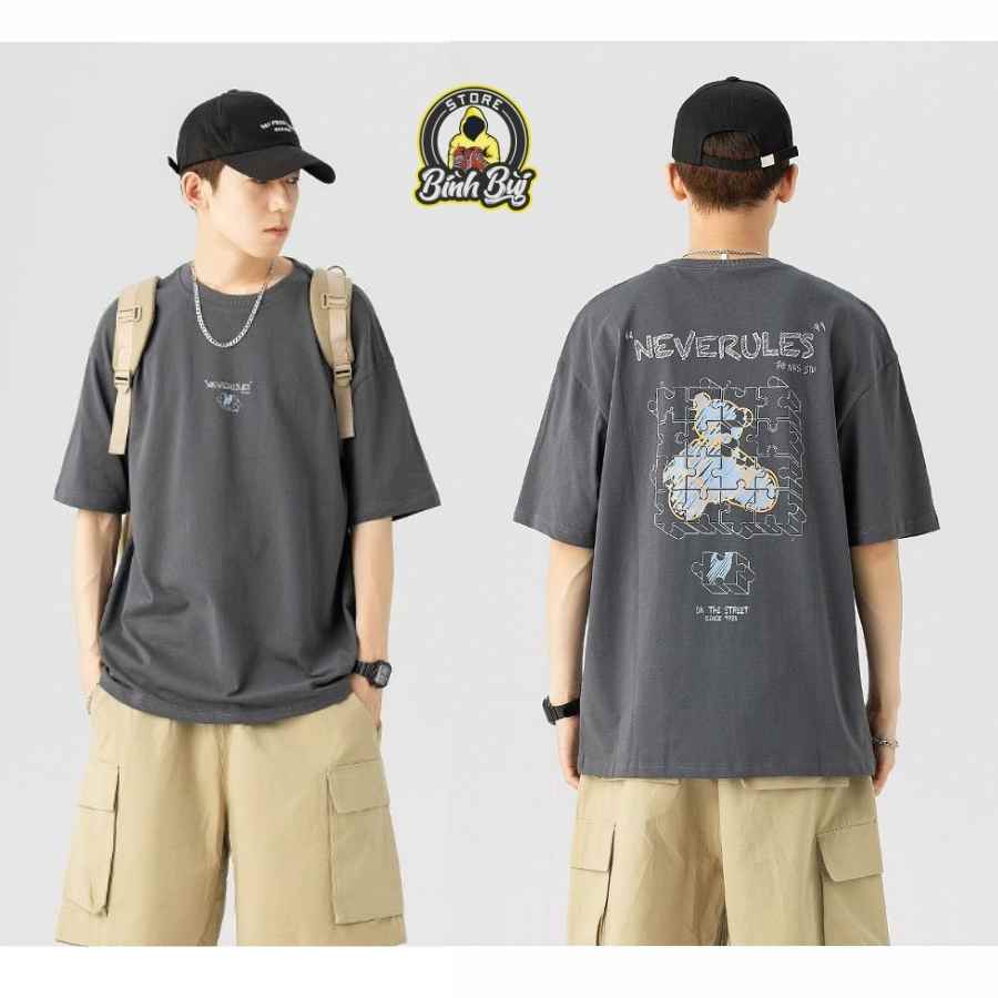 Áo Phông Tay Lỡ Font Phản Quang Unisex Basic Tee Form Rộng Nam Nữ BINHBUISTORE