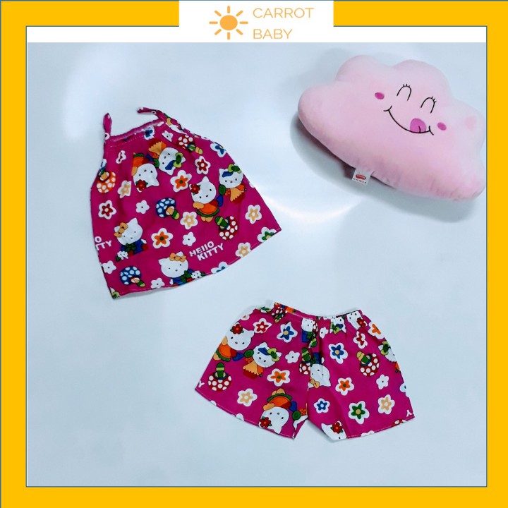 Quần áo trẻ em-đồ bộ bé gái tole tone lanh-kiểu hai dây (6kg-17kg) CARROT BABY SHOP