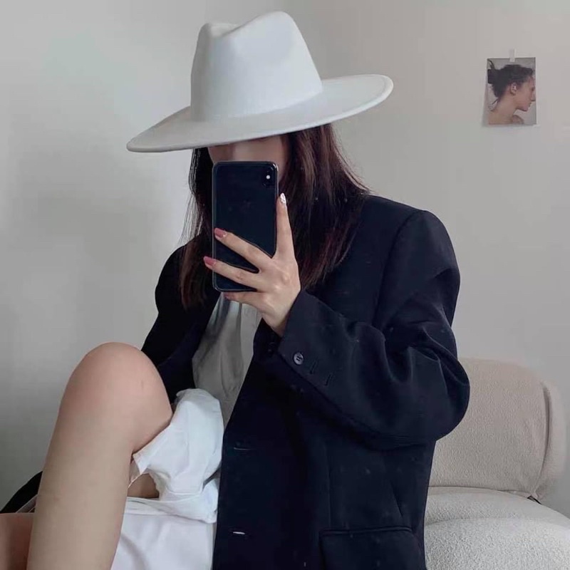 Mũ phớt dạ fedora nón panama dạ cao cấp sang chảnh