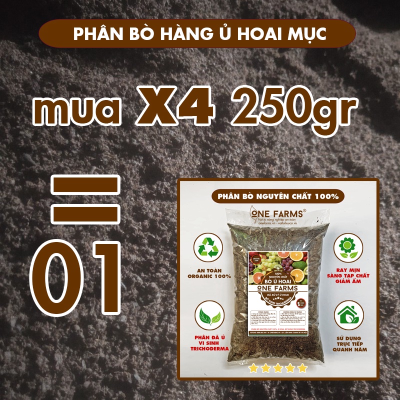 [Mua 7 tặng 1 - 250gr] Phân bò ONEFARMS đã ủ hoai mục hữu cơ tiện lợi, không mùi hôi.