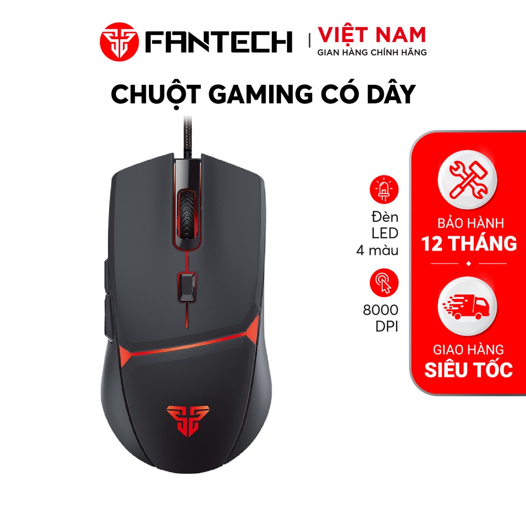 Chuột Gaming Có Dây FANTECH VX7 CRYPTO 8000DPI LED 4 Màu 6 Phím Macro Phần Mềm Tùy Chỉnh Riêng -  Hàng Chính Hãng