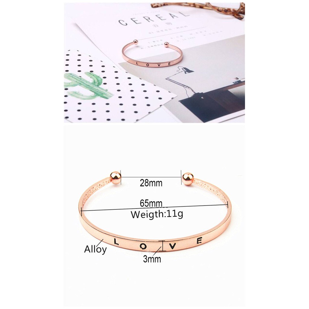Vòng Tay Hợp Kim Khắc Chữ Love Đơn Giản Thời Trang