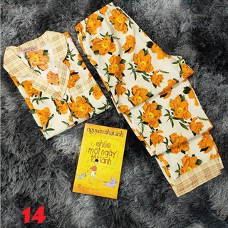 Đồ Ngủ Nữ - Bộ Pijama Phi Lụa Họa Tiết Dễ Thương