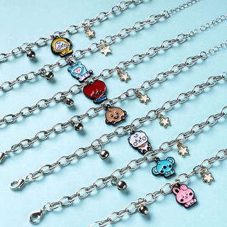 Vòng Tay Gắn Mặt Hình Gấu Cá Tính Phong Cách Cổ Điển  KPOP BTS BT21 Cartoons Baby Fashion Simple Elegant Twisted Chain Bracelets Jewelry For Woman Wave Anklet Gifts CHIMMY COOKY KOYA MANG RJ SHOOKY TATA