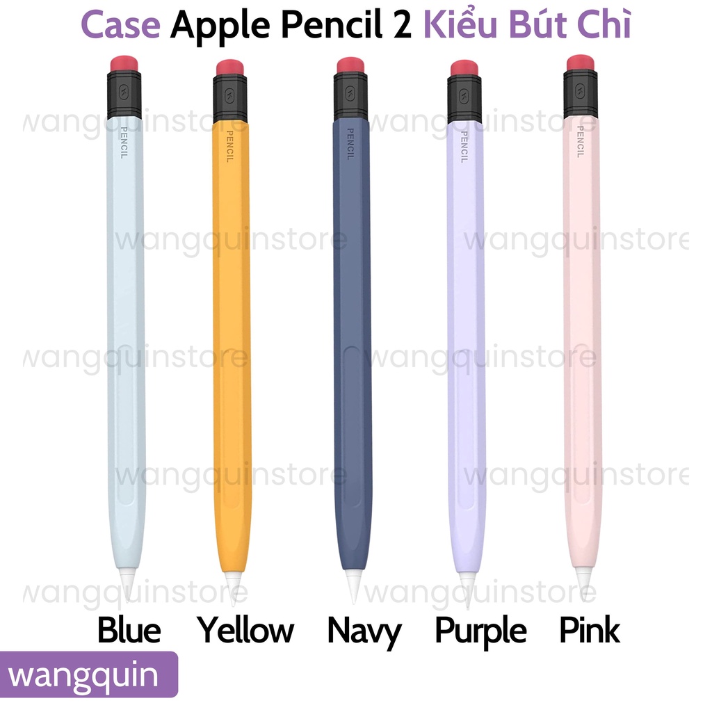 Vỏ bao ốp silicon case bút cảm ứng Kiểu bút chì pencil Gen 2 - Vỏ bọc bảo vệ bút cảm ứng cao cấp Sạc không cần tháo
