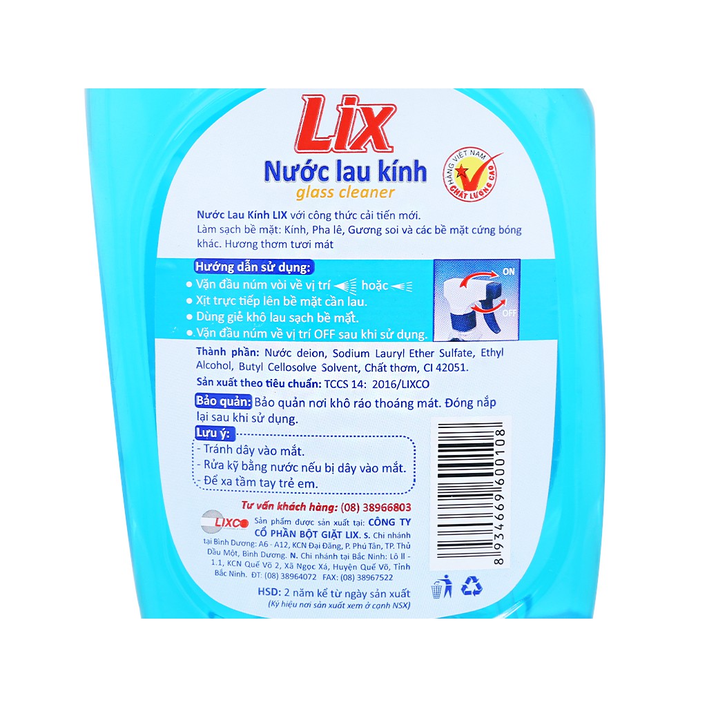 Nước lau kính LIX chai 650ml - Hương thơm tươi mát - K0004