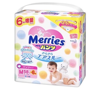 Tã quần Merries size M cộng miếng 64m