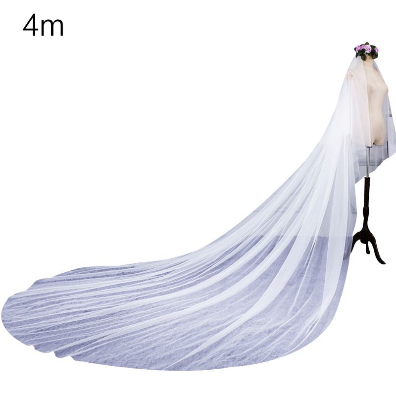 Khăn Voan 2 Lớp Mềm Mại Phong Cách Châu Âu Sang Trọng Có 3 Kích Cỡ Dành Cho Cô Dâu