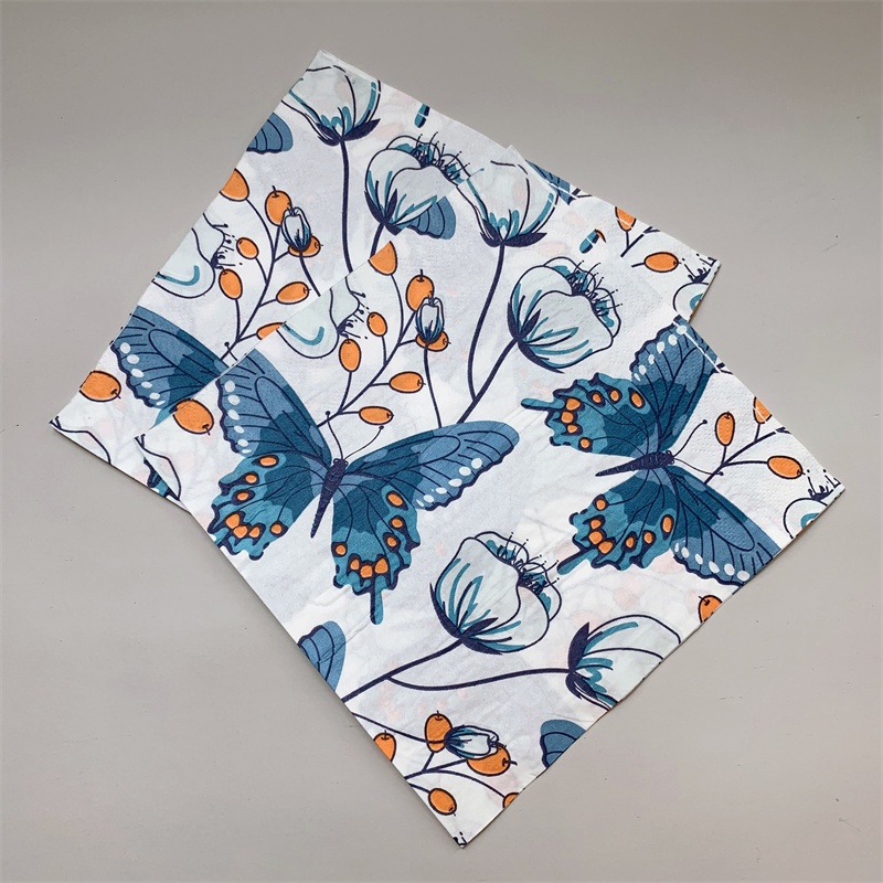 Bộ 20 Khăn Giấy Ăn Họa Tiết Hoa Và Bướm 22 Kiểu Vintage Trang Trí Tiệc Cưới / Giáng Sinh