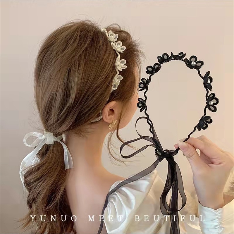 Băng Đô Bện Dây Đính Hoa Thời Trang Nữ Tính