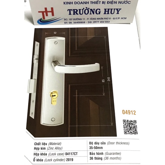 [chính hãng] khoá cửa đi tay gạt Việt Tiệp 04912 - Bảo hành 3 năm