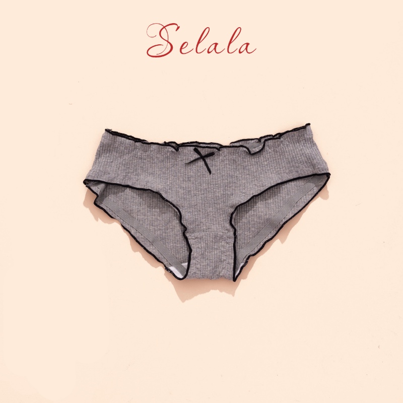 Quần Lót Nữ Cotton Selala Gân Tăm Đính Nơ Siêu Xinh Siêu Thoáng QC30