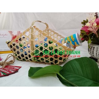 Giỏ quà tre 1 quai cứng. giỏ tre đựng quà đan mắt cáo