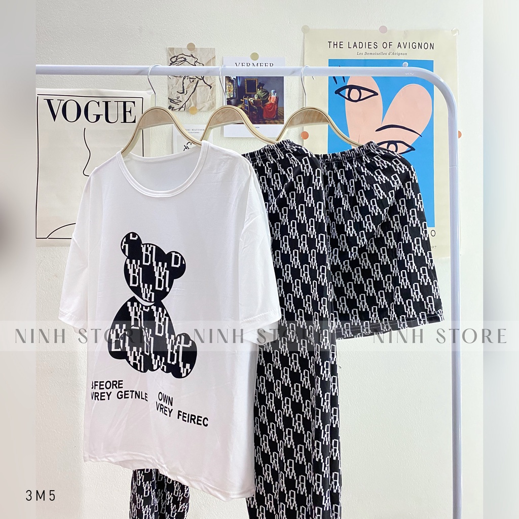 Đồ Ngủ Hot Hit⚡️FREE SHIP ⚡️SET 3 MÓN bear đen cực xinh cực đáng yêu | BigBuy360 - bigbuy360.vn