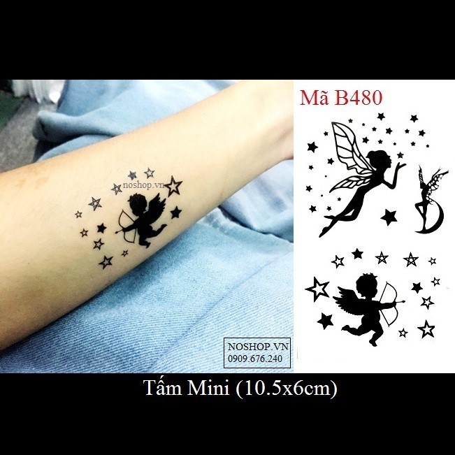 Xăm dán Tattoo thiên thần B480
