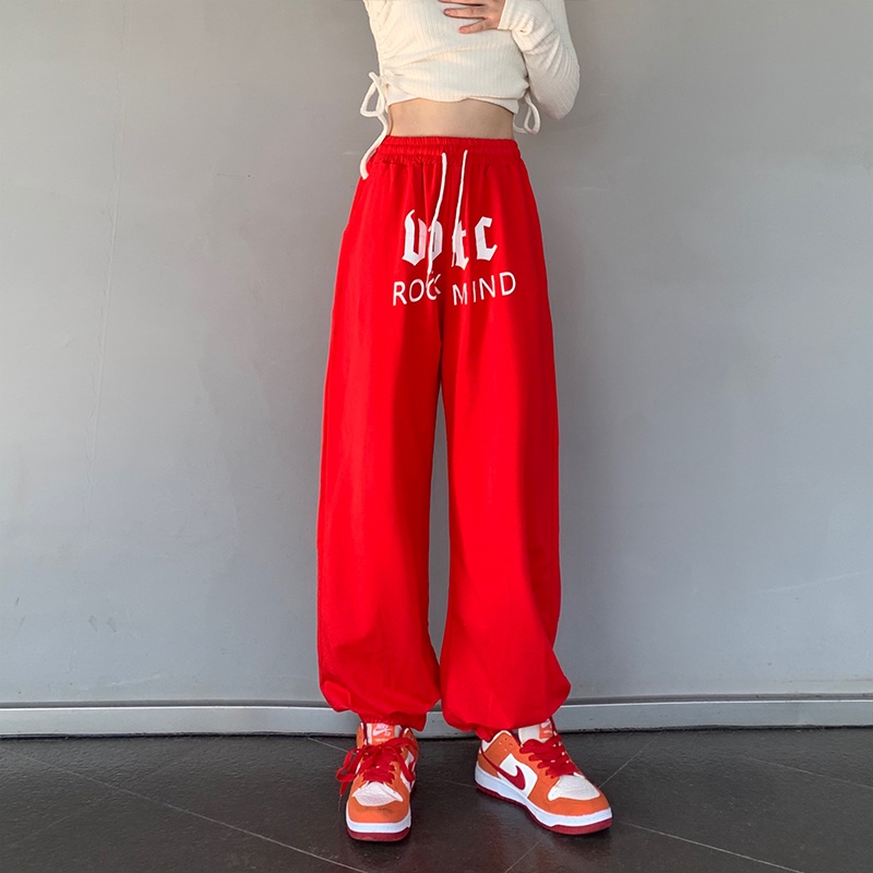 NRVP Quần thể thao nữ ống rộng phong cách thời trang đường phố Hàn Quốc