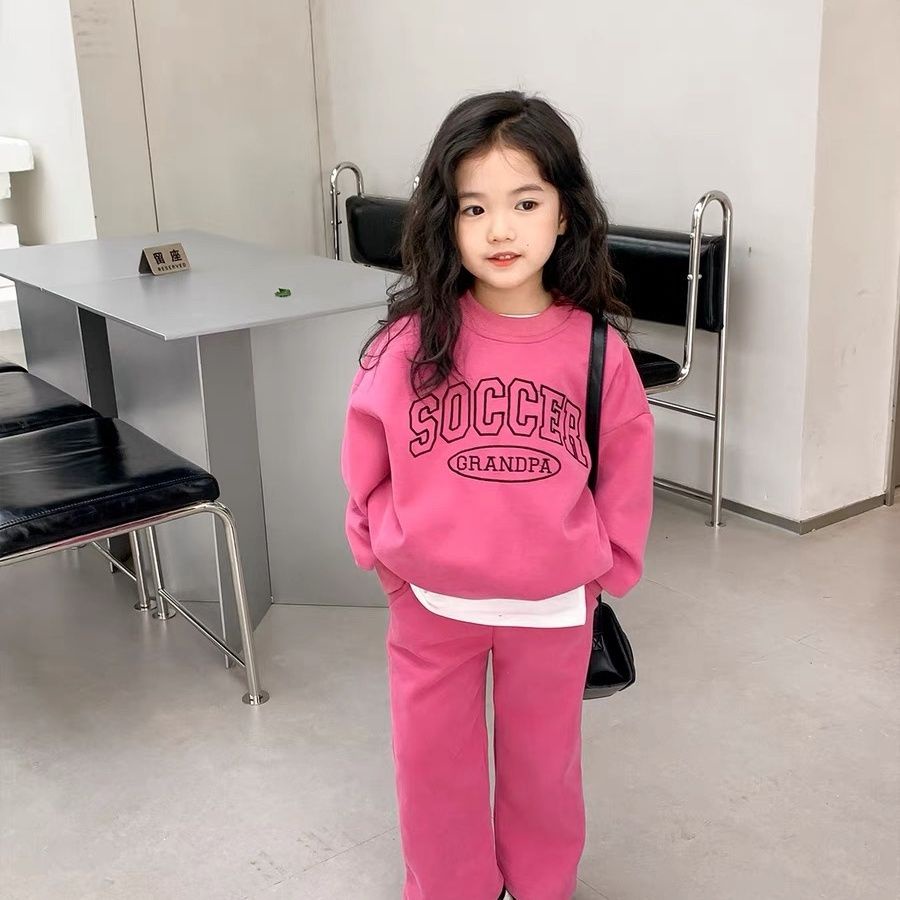 Set Áo Len Dài Tay Cổ Tròn + Quần ống rộng Thiết Kế Mới Thời Trang Dành Cho Mùa Thu Đông