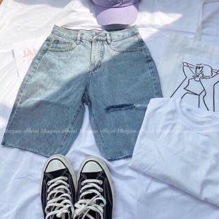 Quần jeans ngố nữ rách 1 line