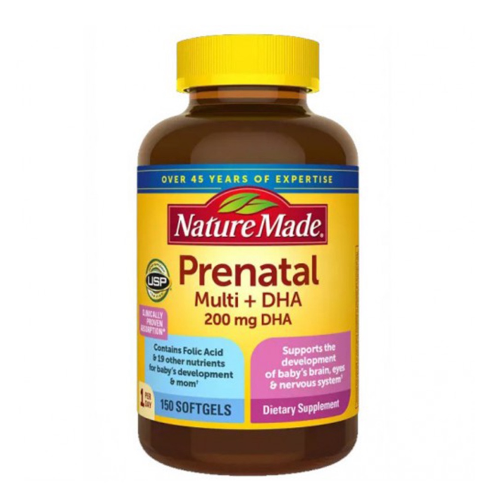 [HÀNG CHUẨN MỸ] Viên Uống BÀ BẦU Nature Made – Prenatal Multi +DHA 150 Viên [Date Mới]