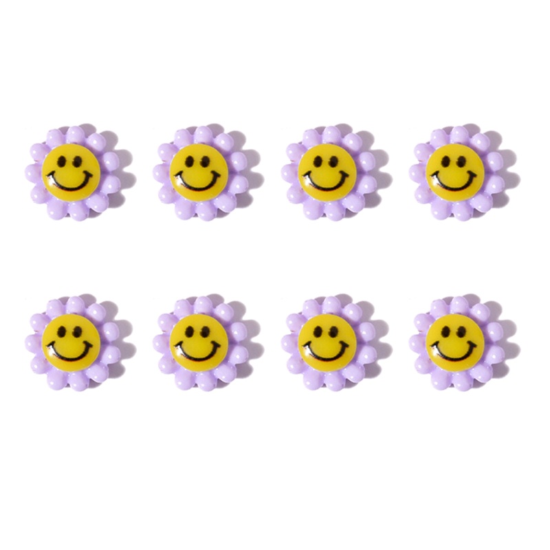 [Hàng mới về] Bộ 8 phụ kiện trang trí móng tay hình hoa hướng dương mỉm cười 3D cho nữ DIY