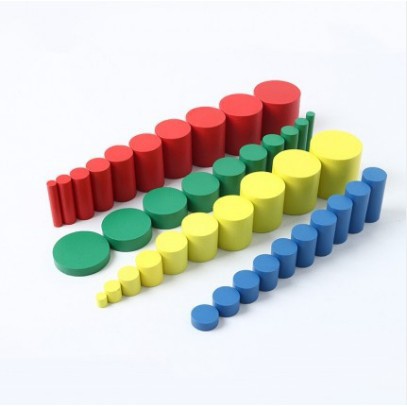 Giáo cụ Montessori - Bộ 4 hộp hình trụ không núm (Knobless cylinders)